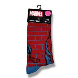 Unisex Marvel Spider Man Novelty Crew Socks Red Blue Mens Shoe 6 to 12